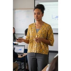 Tabitha Anthropologie Golden Plum Botanical Cardigan Sweater L Cotton V-Neck